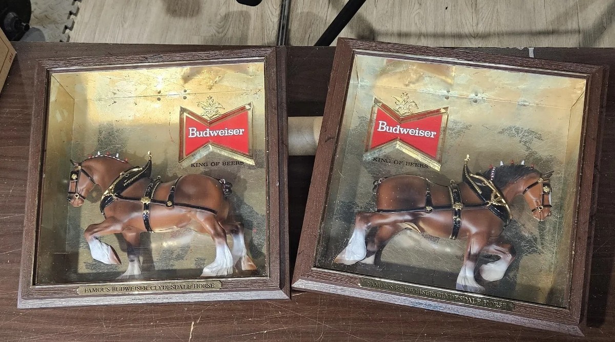 ジョルジェ・バルビエ　シャドーボックス Pair Vintage BUDWEISER BEER Budweiser Clydesdale Horse Shadow Box