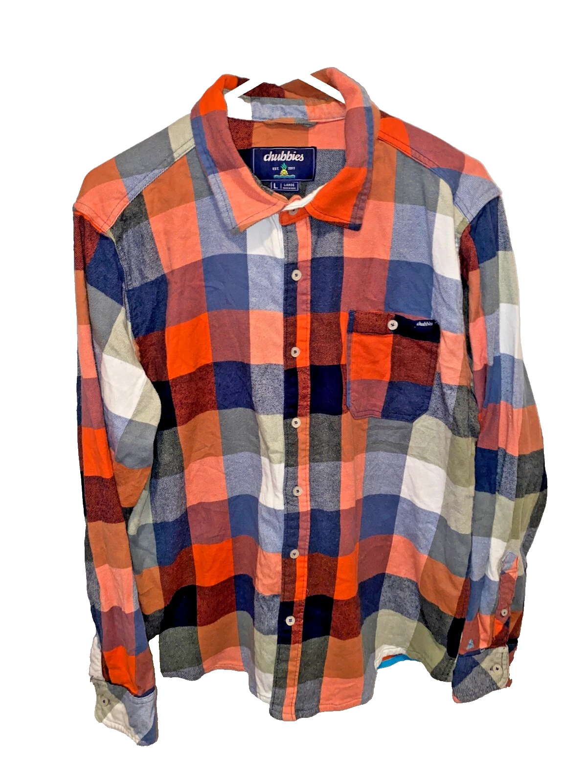 Chubbies Flannel Shirt Men’s Large Plaid Long Sleeve Button Down Outdoor Casual