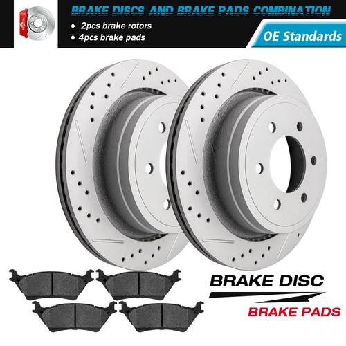Rear Drilled Rotors + Ceramic Brake Pads Set for 2012 2013 2014 2020