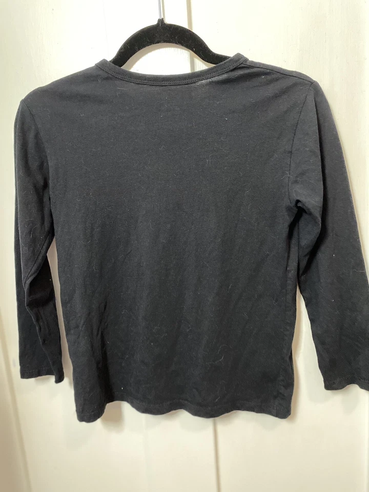 Place Girls Sz7/8 Black Cotton L/S Halloween Shirt Orange Jack-O-Lantern Face - Image 4 of 4