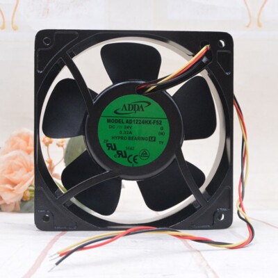 1 PCS ADDA Fan AD1224HX-F52 DC24V 0.32A 12038 12cm 3 wire Metal frame ...