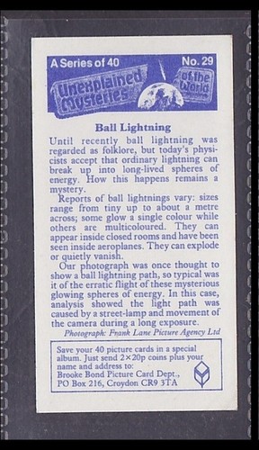 BALL LIGHTNING - 35+ años de antigüedad tarjeta comercial inglesa #29 - Imagen 2 de 2