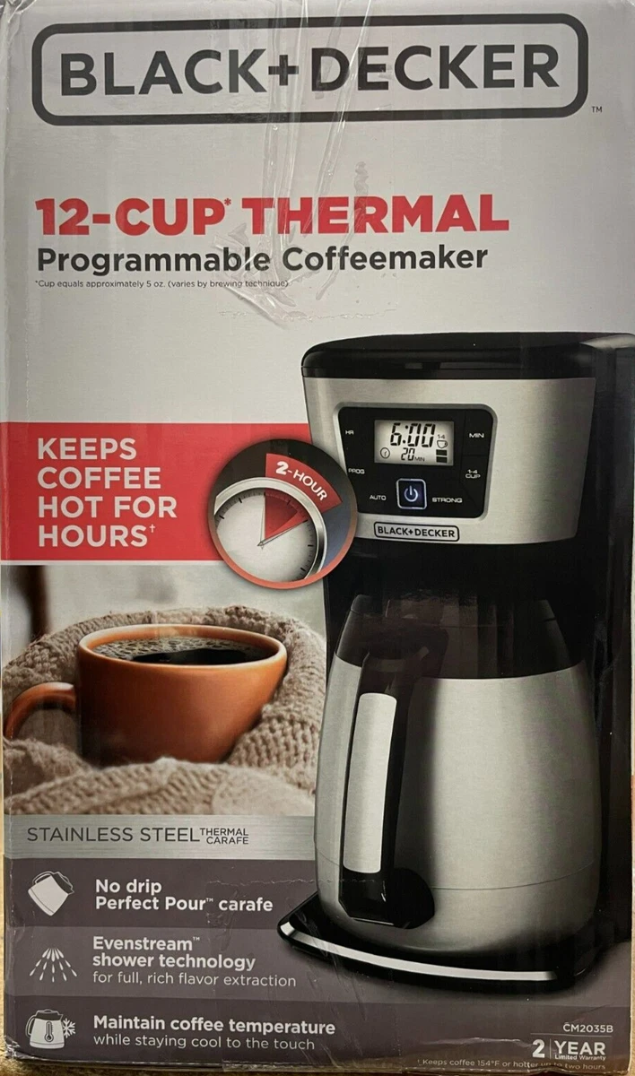 BLACK+DECKER CM2035B-1 Thermal Coffeemaker, 12-Cup, Black,Silver in 2023