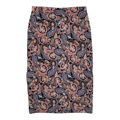 Jill Skirt Medium Black Red Blue Paisley Pencil Side Slit Soft - Main Image