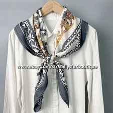 Sally Boutique 18 Momme Twill Silk Wrap Scarf Birds Print Double Face Shawl 35"