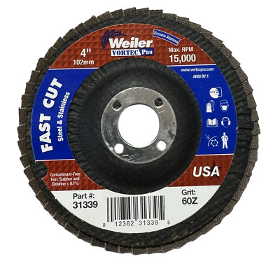 Weiler Vortec Pro 4'' x 5/8'' Flap Disc Angled Phenolic Backing 60Z 10 Pack