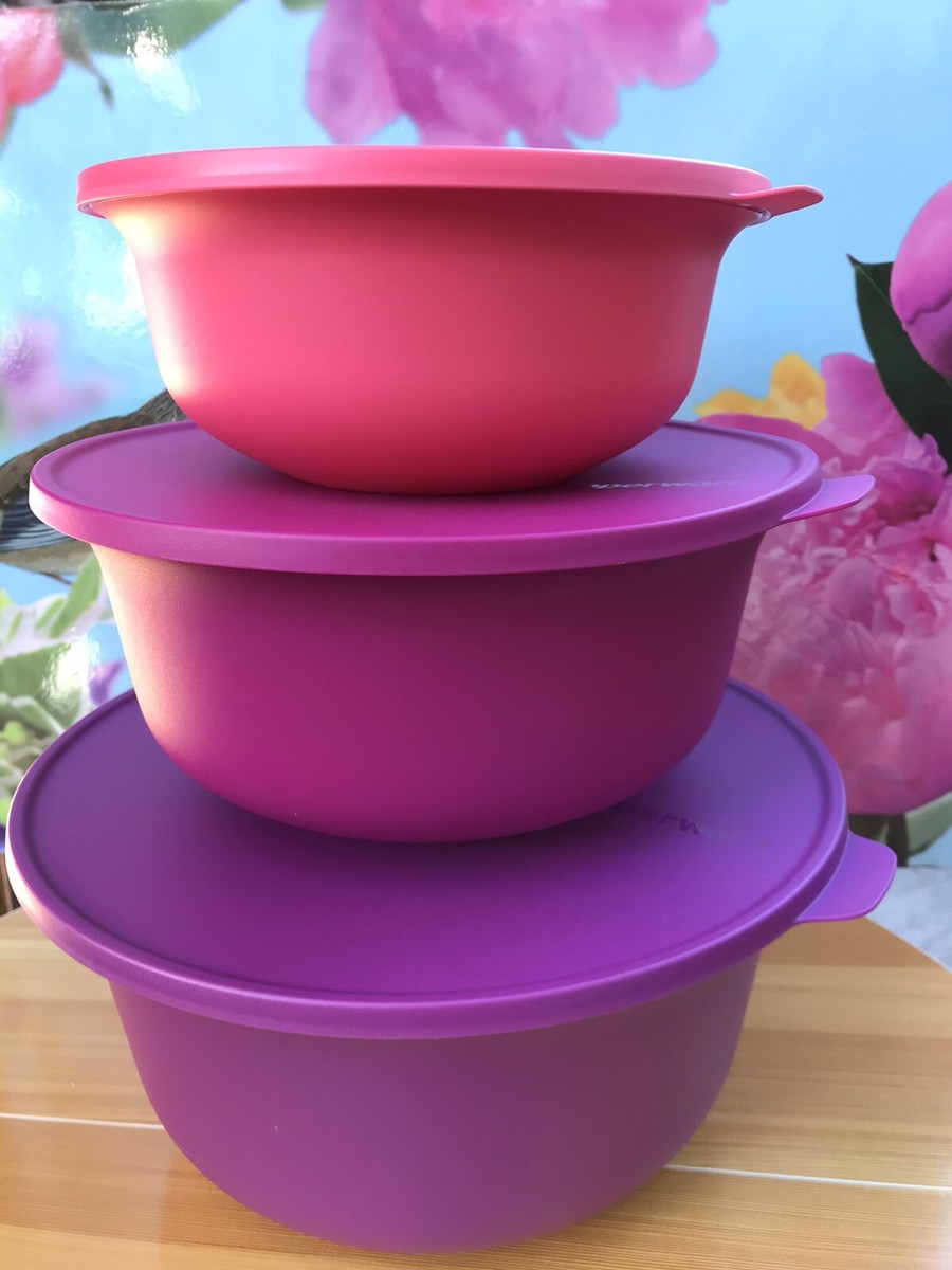 Tupperware Aloha Serving Bowls 3-Piece Set in Summer Colors with