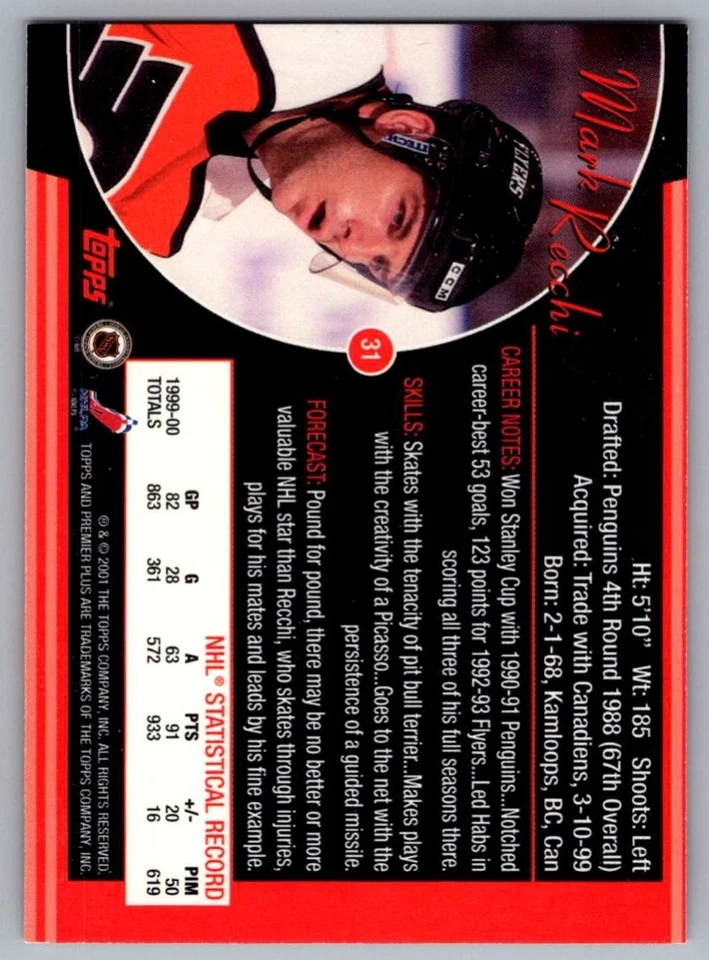 2000-01 Topps Gold Label Mark Recchi Philadelphia Flyers #3 - Image 2 of 2