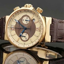 Autentico cinturino Ulysse Nardin in pelle di coccodrillo marrone 23-11/18 mm 79+119 mm S2N3A