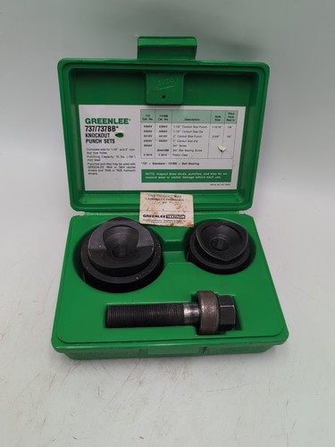 Greenlee 737BB 3-Piece Ball Bearing Knockout Punch Set W/2 Unibits