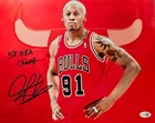 Dennis Rodman Signed Photo 11x14 METALLIC Pistons Bulls Worm Autograph HOF JSA