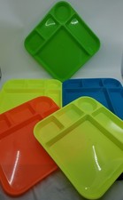 Kids Bright Colorful Food Tray-Plates Set/Lot Of 5 Great Clean,Used Condition