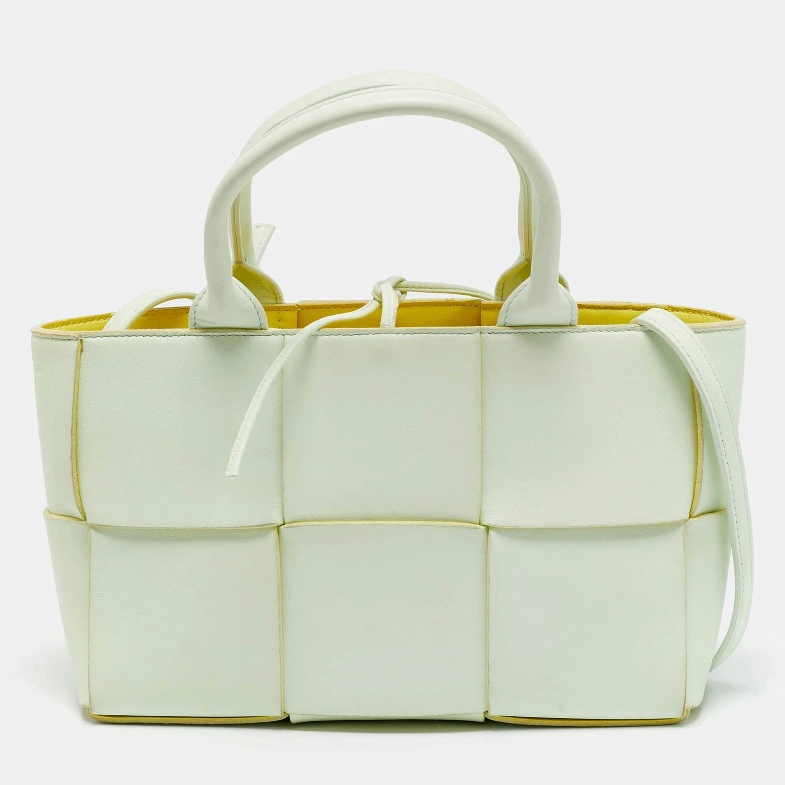 Bottega Veneta Arco Mini Mint Green Intreccio Leather Tote