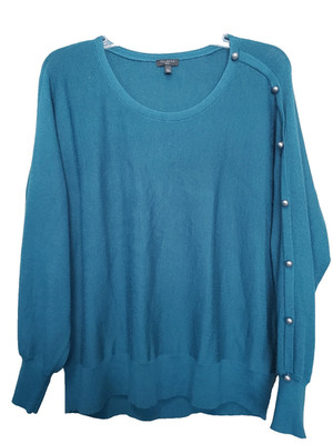 Talbots Petites Wool Blend Green Dolman Sleeve Sweater w/Button Detail Size XLP
