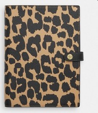 NWT Coach Notebook In Canvas Leather With Leopard Print