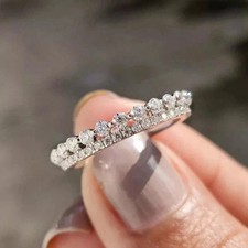 Eternity Wedding Band Ring 2Ct Round Lab Created Diamond 14K White Gold Plated