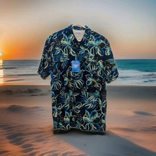 Camisa Columbia PFG Para Hombre Manga Corta Talla M Trollers Mejor Ventilada Azul Floral NUEVA