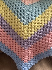 Hand Crochet BABY BLANKET 46  x 48  Rectangle Multicolor - Crib Stroller Cradle