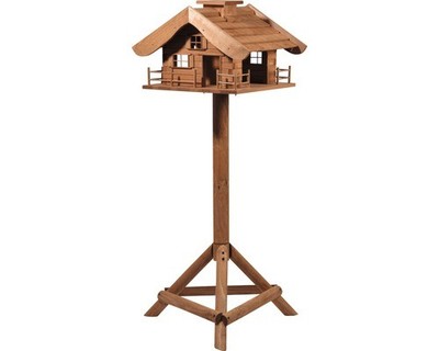Vogelfutterhaus Almhütte inkl. Ständer ca. 66 x 66 x 136,5 cm, Kiefernholz