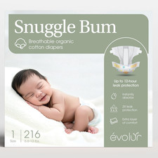 Snuggle Bum Baby Diapers - Size 1, 216 Count, for Newborns (6.6 Lbs - 13 Lbs), U 0.40 per diaper