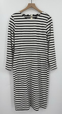 J Crew Dress Womens 0 Black White Striped Long Sleeve Soft Cozy Cotton NEW