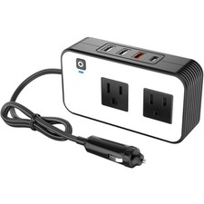 200W Car Power Inverter for 12V Car with 2 AC Outlets and Type-C Port Charger