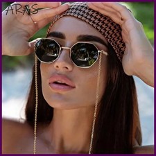 Polygon Sunglasses Women With Chain 2025 Luxury Brand Fashion Unique Trends.