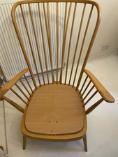 Springtime Bargain-Ercol Evergreen High Back Armchair Blond Wood Mid Century