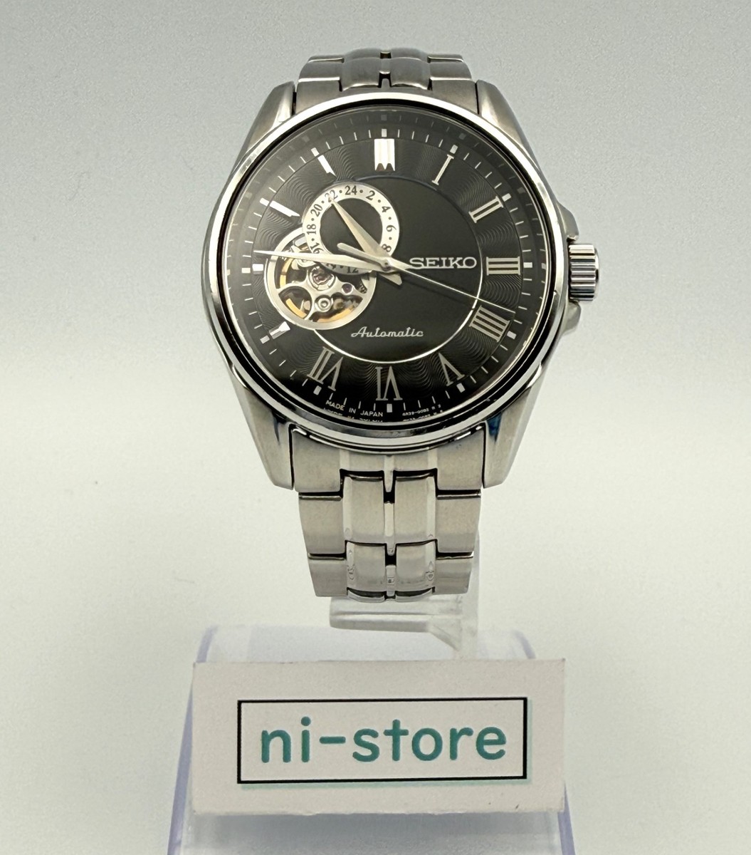 Seiko Presage 4R39-00B0 AT Black Dial Open Heart Watch w/Box