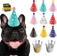 Dog Birthday Party Hat Set, Reusable  Adorable Kitty/Doggy Birthday Celebration