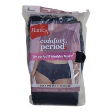 Hanes Comfort Women's 4-Pack Moderate Absorbency Period Brief L 