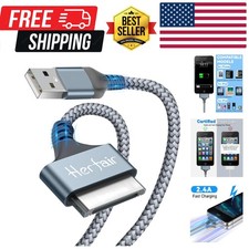 USB to 30 Pin Charger Cable 10FT Nylon Braided USB Fast Charging Cord Compati...