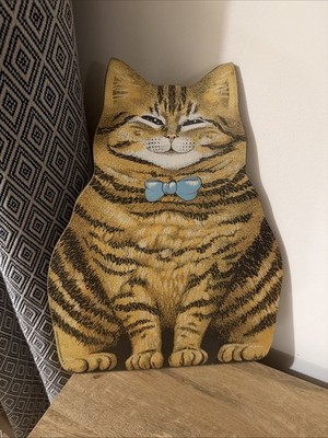 Vintage Schneidebrett Katze geformt von ''Sari Stoffe'' 39 cm hoch 1983 80er