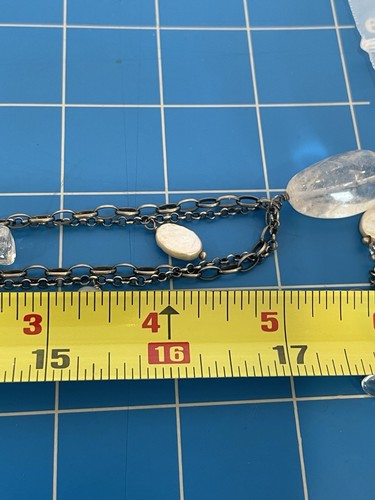 SILPADA Sterling silver 2 Strand Necklace & Pendant (Long /Pearl Clear Stone - Picture 6 of 10
