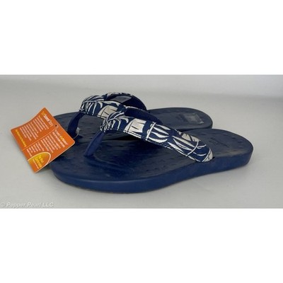 Flip Flop Thong Sandal Blue Womens Size 7.5 to 8 Soft Science Waterfall Palm