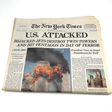 New York Times Newspaper September 12 2001 9/11 Attack World Trade Center USA