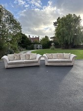 Pair of cream/beige elegant rolled armed sofa set (DELIVERY)