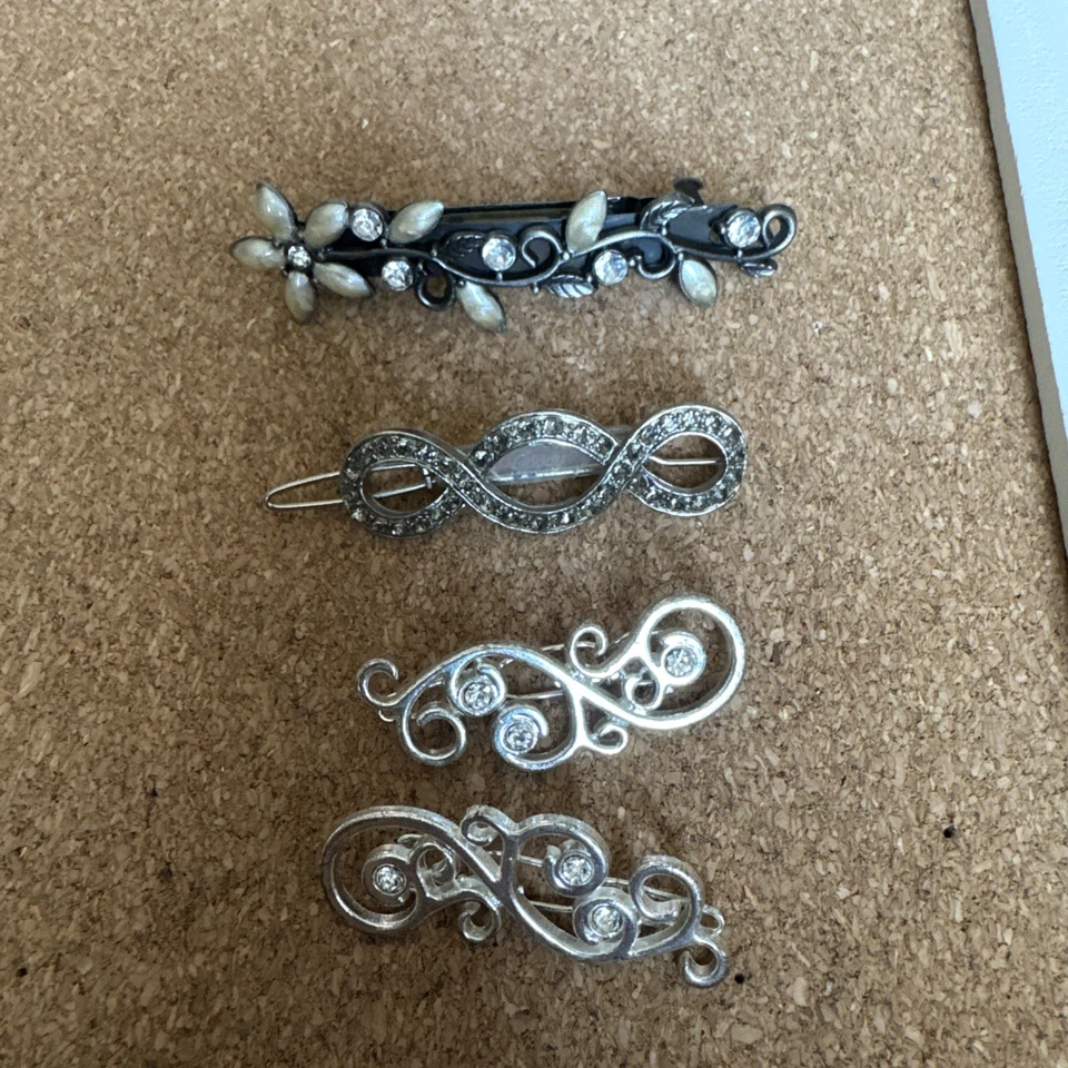 Set of Decorative Vintage Hairpins with Rhinestone Accents - Image 3 of 4