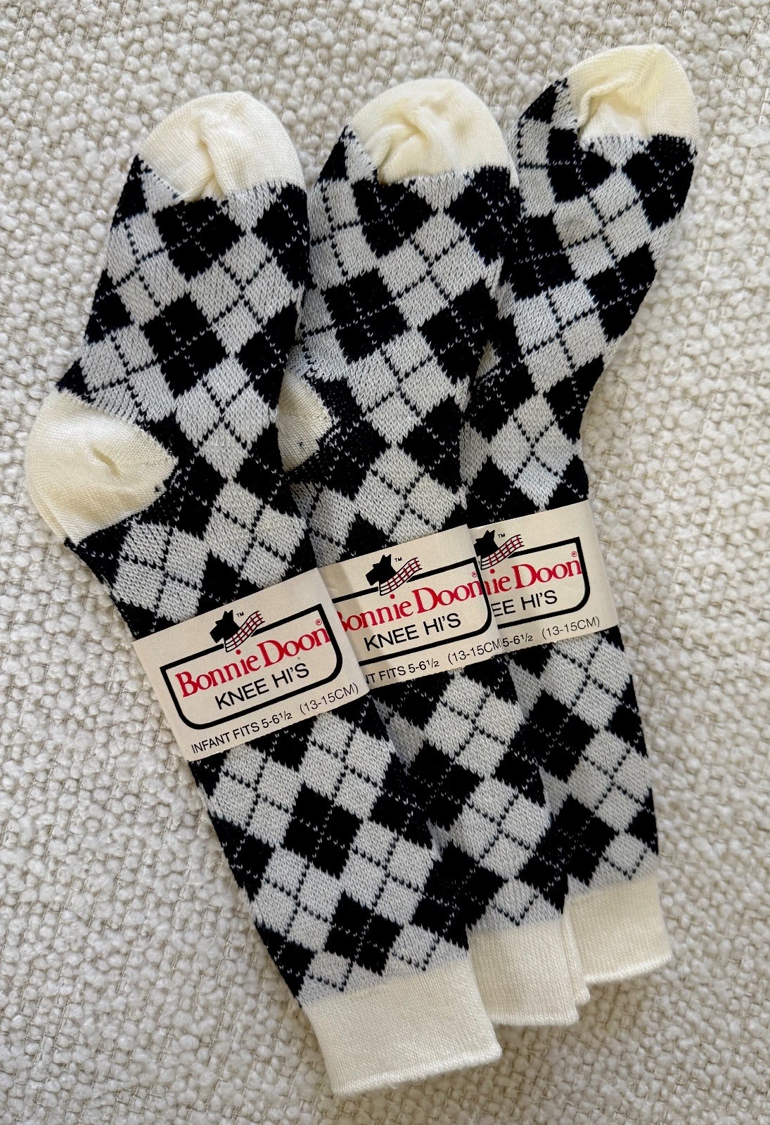 New VTG 3 Pairs Bonnie Doon Knee HI’s Infant Fits 5-6-1/2 Argyle Design
Opens in a new window or tab