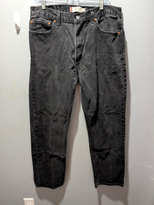 Vintage 2003 Levi's 505 Black Denim Jeans Made in the USA Y2K Regular Fit 36x32