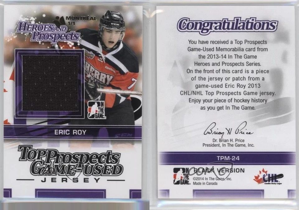 2013 ITG Heroes and Prospects Black Jersey Montreal Card Show 1/1 Eric Roy 2a8 - Image 3 of 3