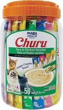 INABA Churu Cat Treats, Grain-Free, Lickable, Squeezable Creamy Pur e Cat Treat/
