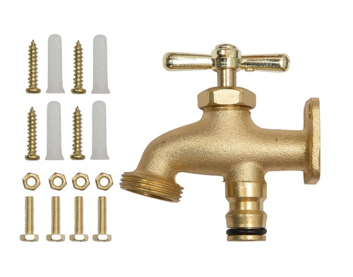 HOMEKIT Brass Hose End Tap – Outdoor Brass Tap, Allotment Taps, Outside