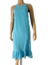 LAUREN Ralph Lauren size 6 Dress blue ruffles Hi-Low hem spaghetti straps NWT