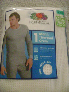 NEW Fruit of the Loom Mens long sleeve Crew Neck Thermal Shirt-XL