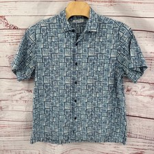 Tommy Bahama Shirt Mens XL Tropical Leaf Print Short Sleeve Button Up Silk Blend
