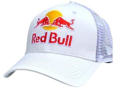 R -White Trucker Cap. 3 Embroidered Logos. F1 Racing. BMX. MotoGP. Motocross.