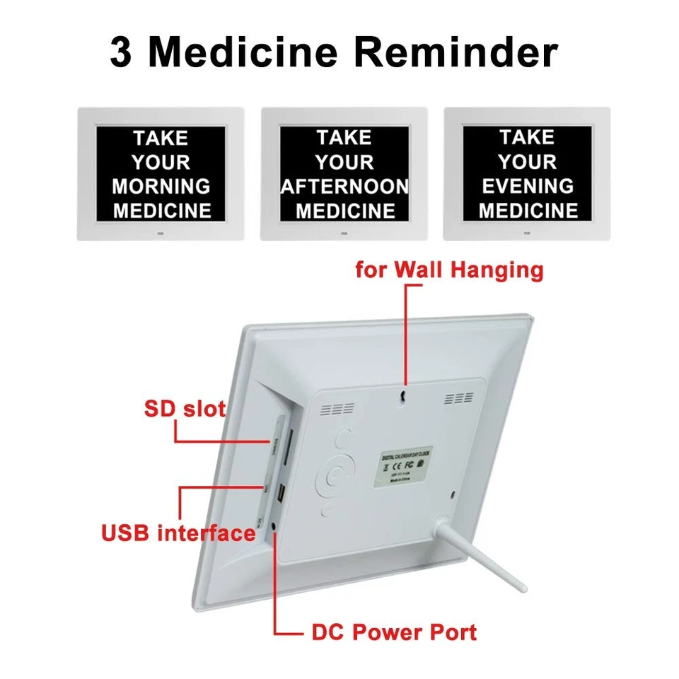 [Upgraded 10 Inch] Digital Day Calendar Clock Auto-Diming & 8 Alarms Options ... - Image 4 of 4