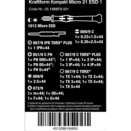 Wera Kraftform Kompakt Micro ESD Screwdriver Set 05135973001 - Picture 3 of 3