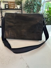 Coach Mens Black Solid Leather Messenger Bag ...